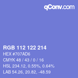 颜色代码: RGB 112 122 214 | qconv.com