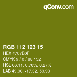 Color code: RGB 112 123 15 | qconv.com