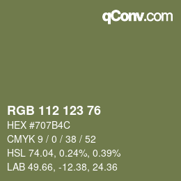 颜色代码: RGB 112 123 76 | qconv.com