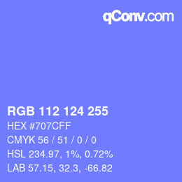 Color code: RGB 112 124 255 | qconv.com