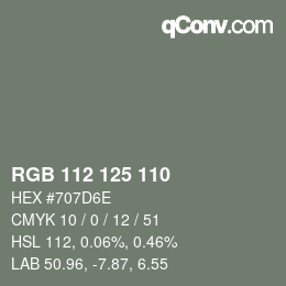 Farbcode: RGB 112 125 110 | qconv.com