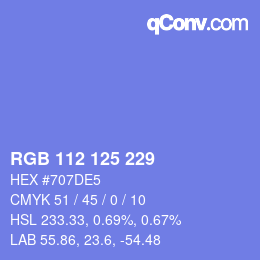Color code: RGB 112 125 229 | qconv.com