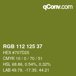 Color code: RGB 112 125 37 | qconv.com