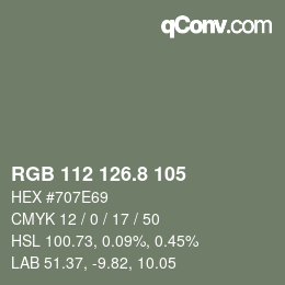 カラーコード: RGB 112 126.8 105 | qconv.com