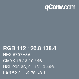 カラーコード: RGB 112 126.8 138.4 | qconv.com
