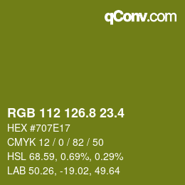 カラーコード: RGB 112 126.8 23.4 | qconv.com