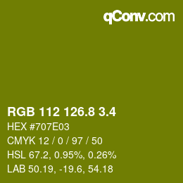 カラーコード: RGB 112 126.8 3.4 | qconv.com