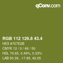 カラーコード: RGB 112 126.8 43.4 | qconv.com