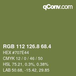 カラーコード: RGB 112 126.8 68.4 | qconv.com