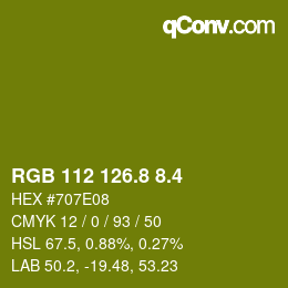 カラーコード: RGB 112 126.8 8.4 | qconv.com