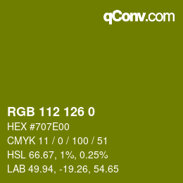 カラーコード: RGB 112 126 0 | qconv.com
