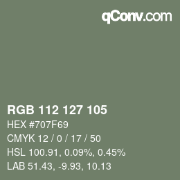 Color code: RGB 112 127 105 | qconv.com