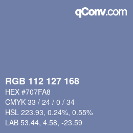 Color code: RGB 112 127 168 | qconv.com