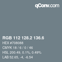 カラーコード: RGB 112 128.2 136.6 | qconv.com