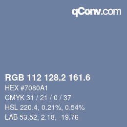 カラーコード: RGB 112 128.2 161.6 | qconv.com
