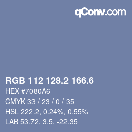カラーコード: RGB 112 128.2 166.6 | qconv.com