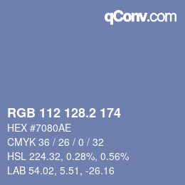 カラーコード: RGB 112 128.2 174 | qconv.com