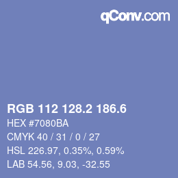 カラーコード: RGB 112 128.2 186.6 | qconv.com