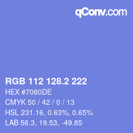 カラーコード: RGB 112 128.2 222 | qconv.com