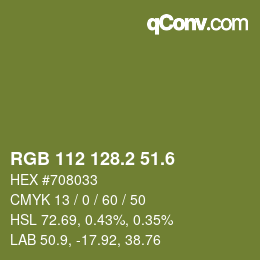 カラーコード: RGB 112 128.2 51.6 | qconv.com