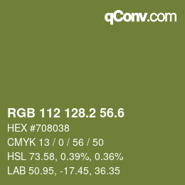カラーコード: RGB 112 128.2 56.6 | qconv.com