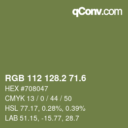 カラーコード: RGB 112 128.2 71.6 | qconv.com