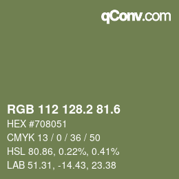 カラーコード: RGB 112 128.2 81.6 | qconv.com