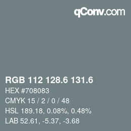 カラーコード: RGB 112 128.6 131.6 | qconv.com