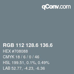 カラーコード: RGB 112 128.6 136.6 | qconv.com