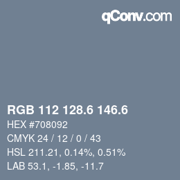 カラーコード: RGB 112 128.6 146.6 | qconv.com