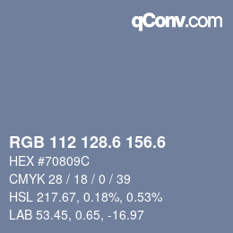 カラーコード: RGB 112 128.6 156.6 | qconv.com