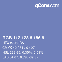 カラーコード: RGB 112 128.6 186.6 | qconv.com