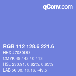 カラーコード: RGB 112 128.6 221.6 | qconv.com