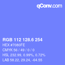 カラーコード: RGB 112 128.6 254 | qconv.com