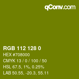 颜色代码: RGB 112 128 0 | qconv.com