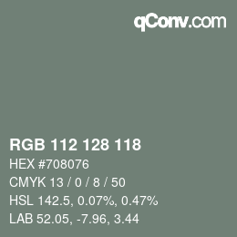 Código de color: RGB 112 128 118 | qconv.com