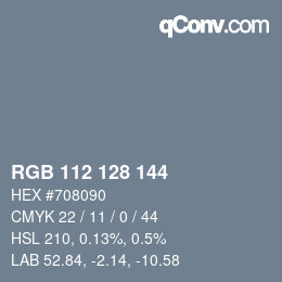 Code couleur: RGB 112 128 144 | qconv.com