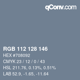 カラーコード: RGB 112 128 146 | qconv.com