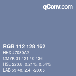 Color code: RGB 112 128 162 | qconv.com