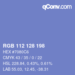 カラーコード: RGB 112 128 198 | qconv.com