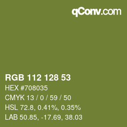 Código de color: RGB 112 128 53 | qconv.com
