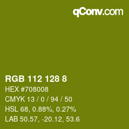 カラーコード: RGB 112 128 8 | qconv.com