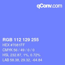 Color code: RGB 112 129 255 | qconv.com