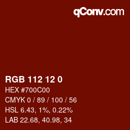 カラーコード: RGB 112 12 0 | qconv.com