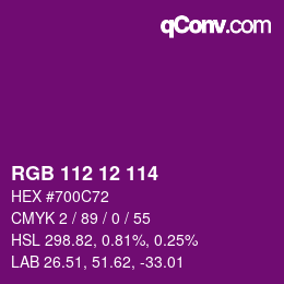 カラーコード: RGB 112 12 114 | qconv.com