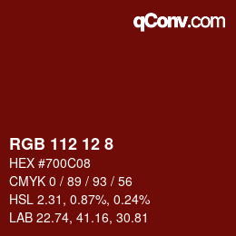 カラーコード: RGB 112 12 8 | qconv.com