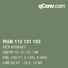 Color code: RGB 112 131 103 | qconv.com