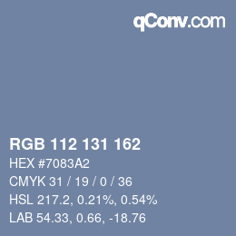 Color code: RGB 112 131 162 | qconv.com