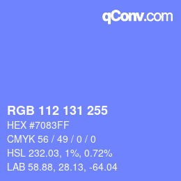 Color code: RGB 112 131 255 | qconv.com