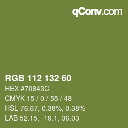 カラーコード: RGB 112 132 60 | qconv.com